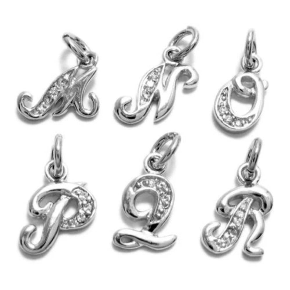 Sleek Sterling Silver Fancy Script Initial Charm … - image 3